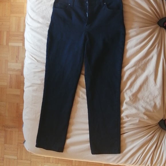 High-waisted, straight leg, black jeans - Picture 1 of 4